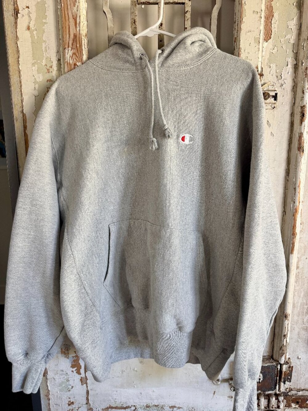 Champion Reverse Weave pullover hoodie, Oxford Grey, size Large